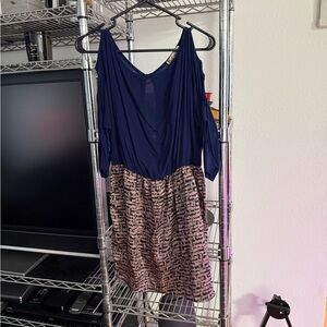 Pauln KC Navy and Copper Patterned Dress